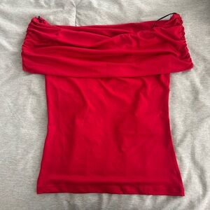 H&M Bold Red Off the Shoulder Top